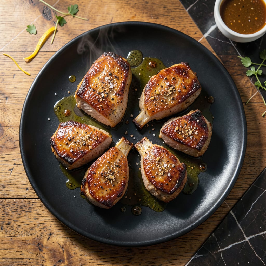 Complete bone in pork chops recipe overview image