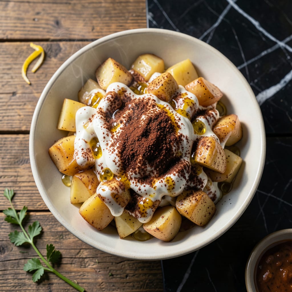 bootleg bbq potato salad recipe illustration with key details