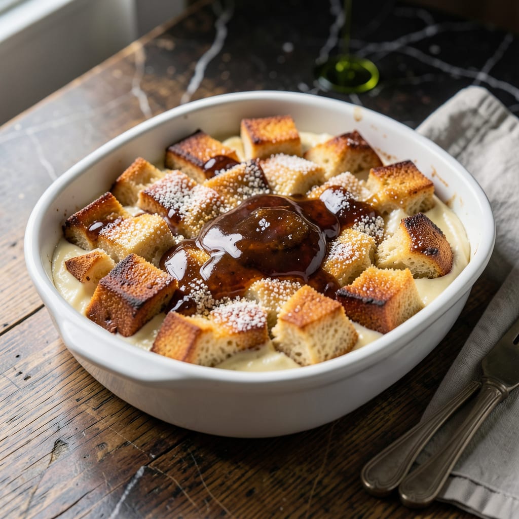 bread pudding recipe with rum sauce example with annotations