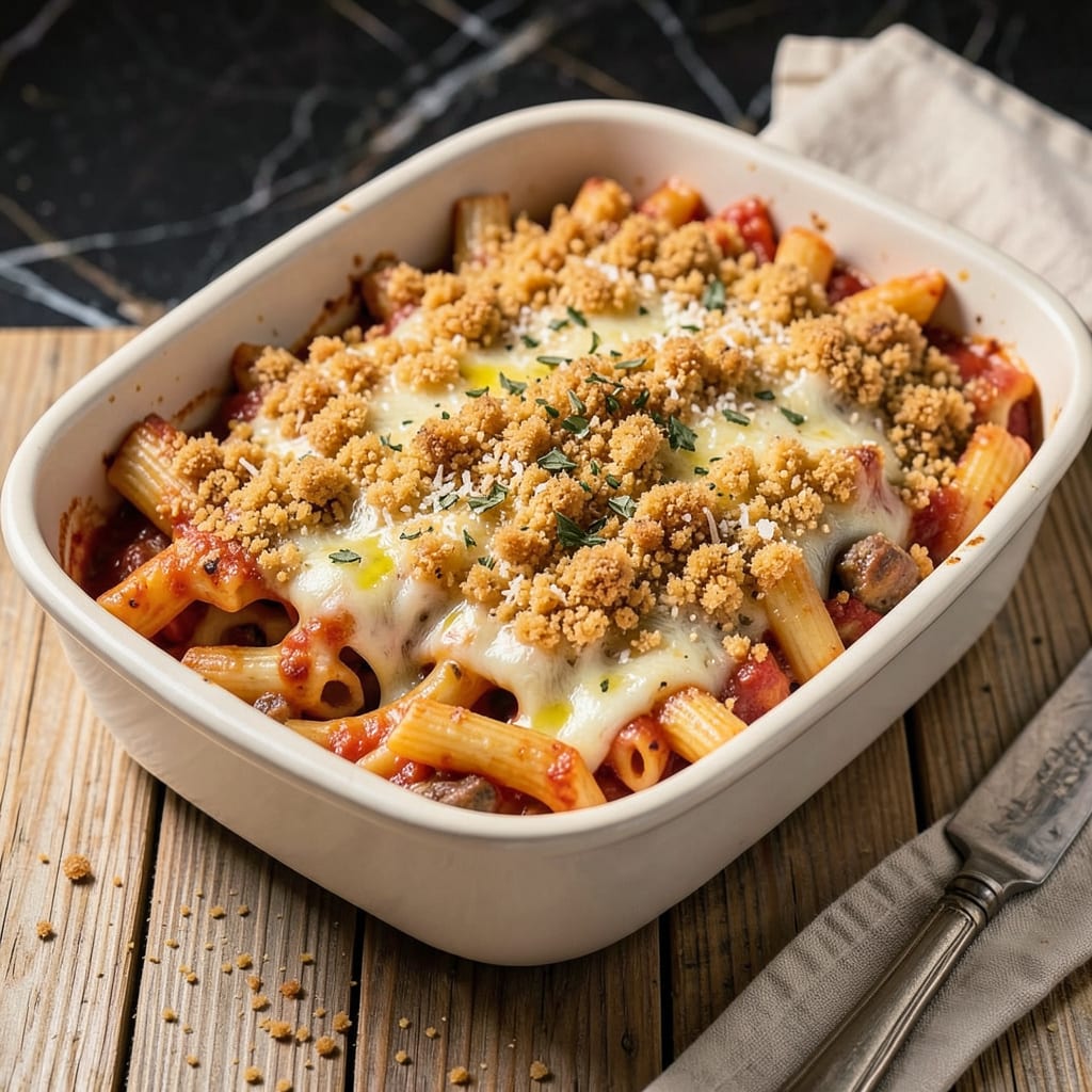 Comprehensive Breadcrumbs on Pasta Bake: Crispy Golden Topping for Cheesy Comfort visual reference