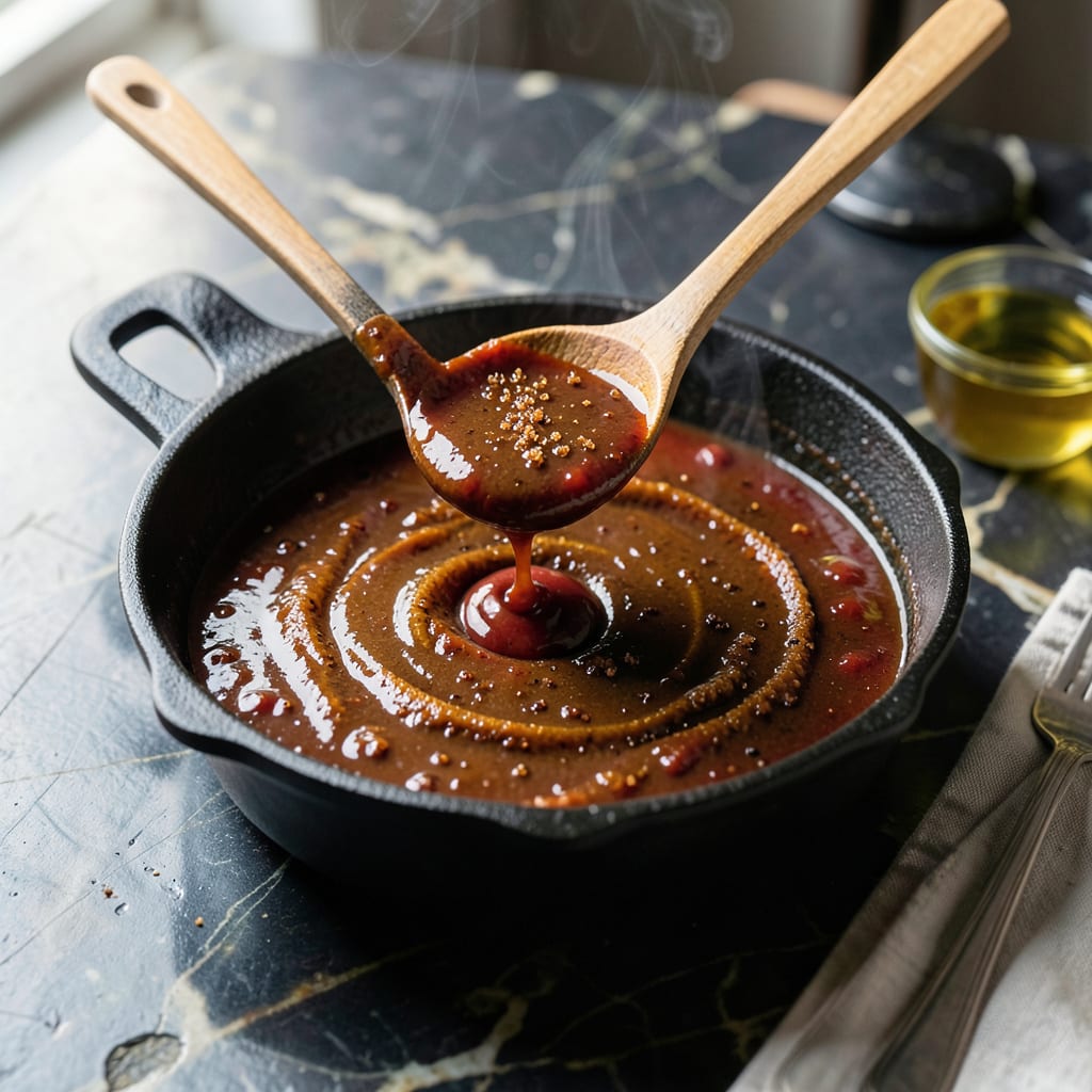 Brown BBQ Sauce Recipe: Molasses Rich Tangy Sweet Glaze illustration with key details