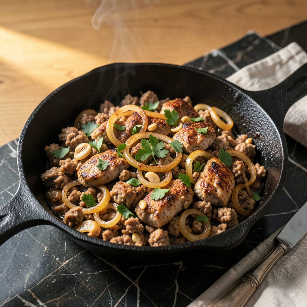 Complete browned ground turkey overview image