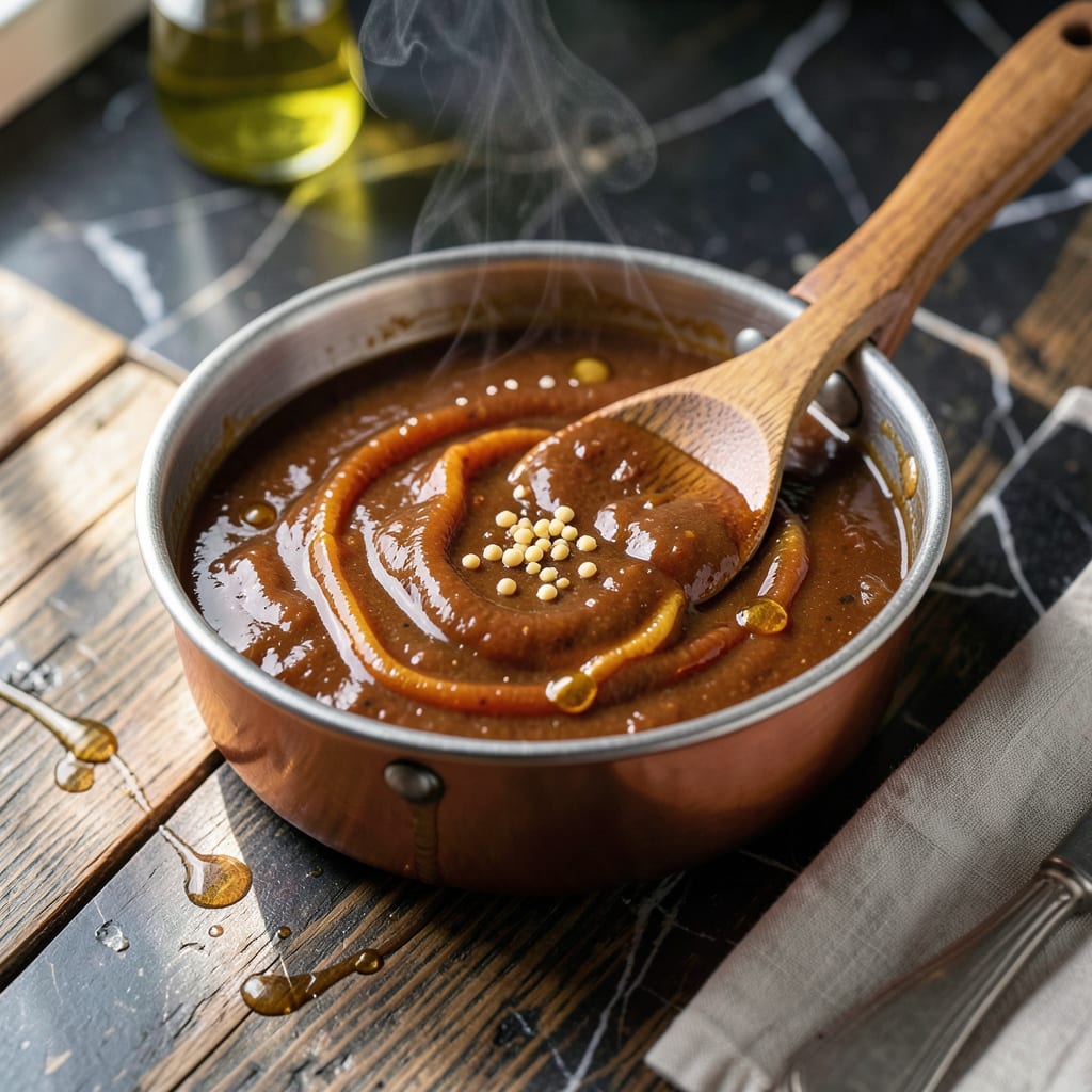 Visual representation of BWW Honey BBQ Sauce Recipe: Whiskey Infused Sweet and Smoky Blend