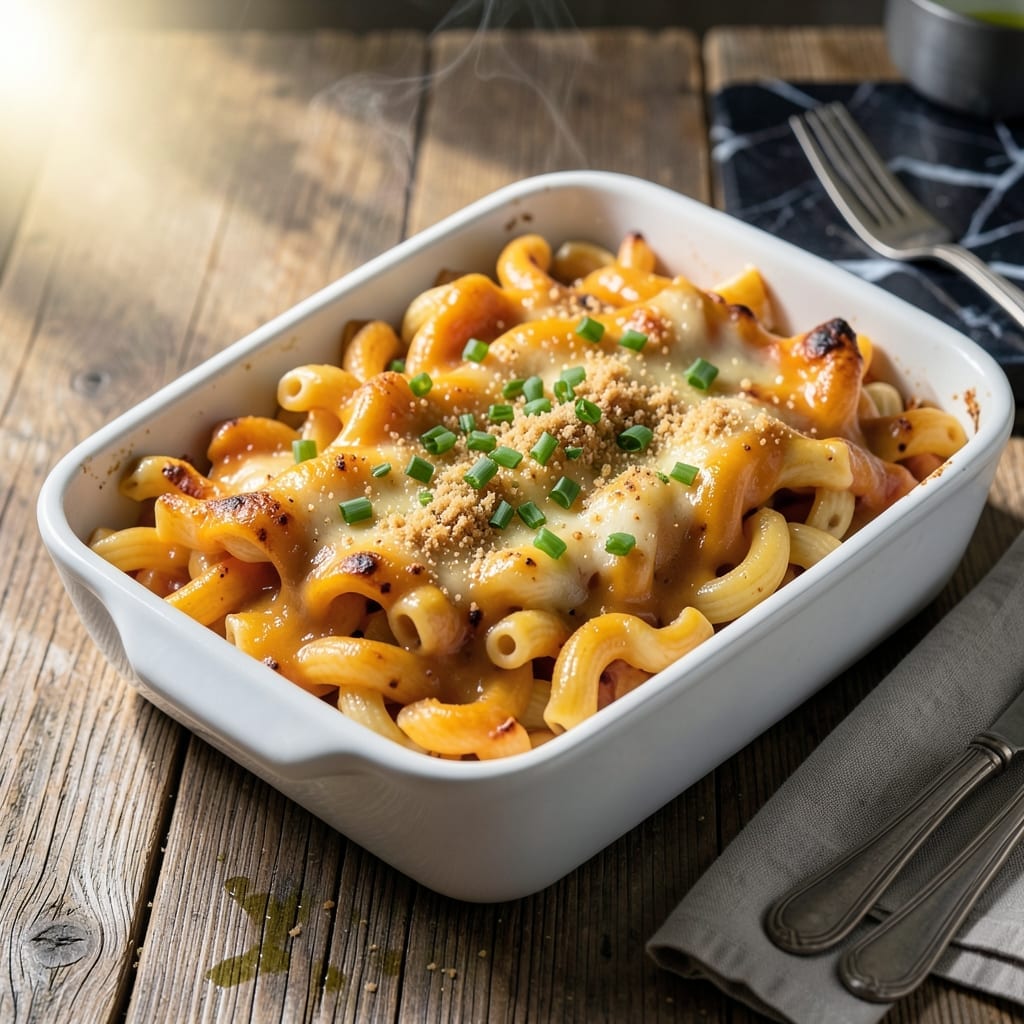 Fancy Macaroni And Cheese Recipe Baked: Three Cheese Truffle Luxury
