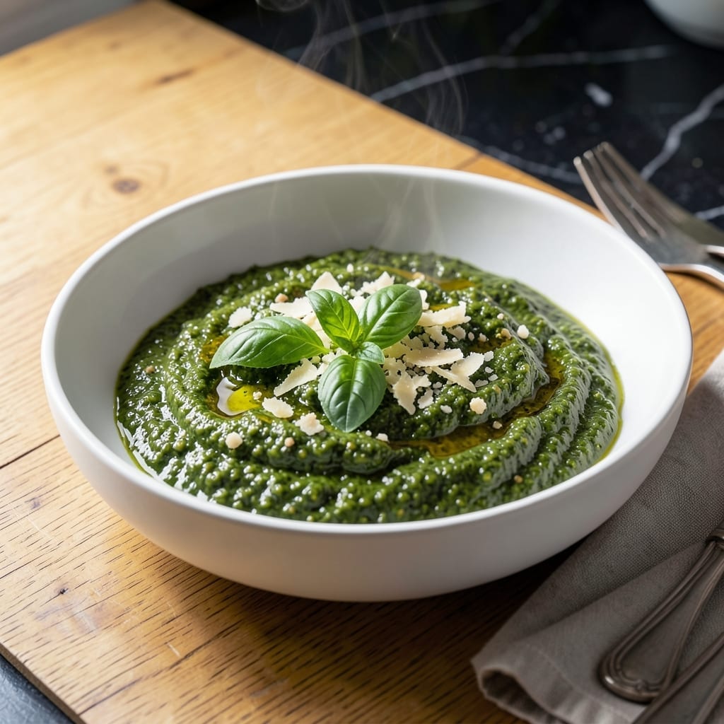 Basil Pesto Recipe Without Nuts: Vibrant Herb Sauce with Cheese and Garlic