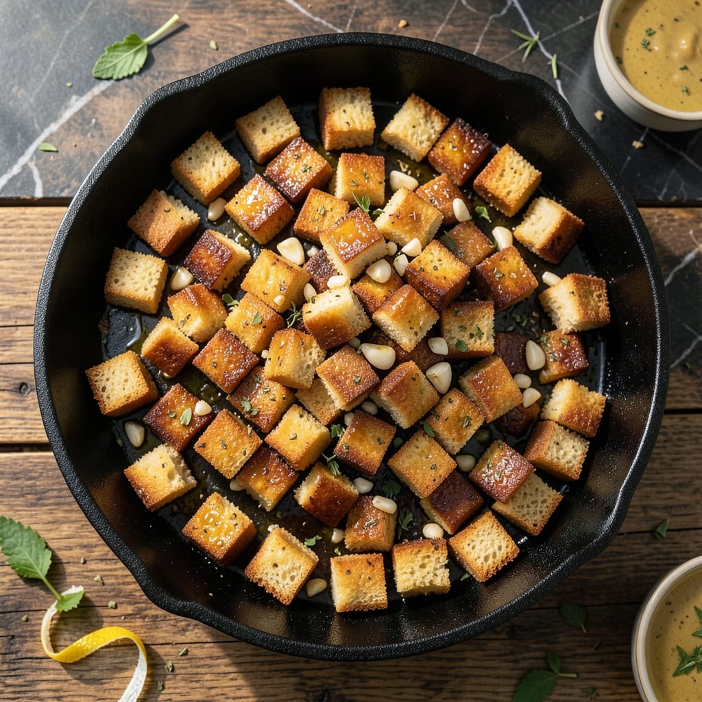 Croutons Recipe Pan: Crispy Garlic Bread Cubes in Minutes