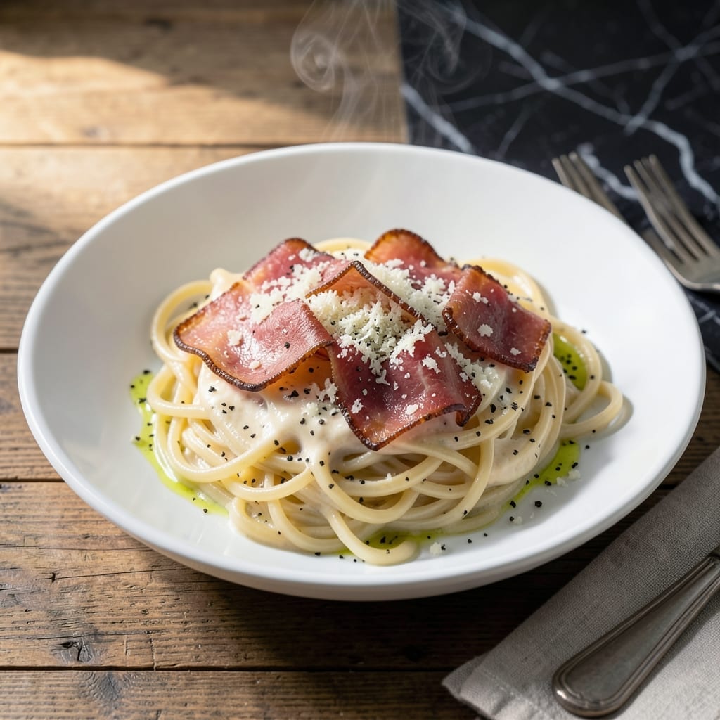 Recipe For Pasta Carbonara With Ham: Classic Roman Twist With Savory Cured Meat
