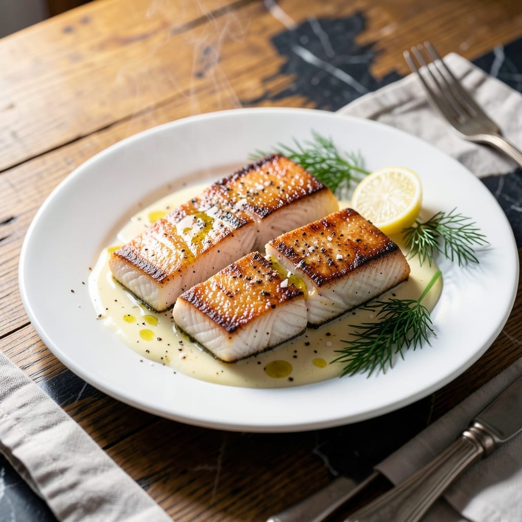 Recipe for Pan Fried Halibut Fillets: Buttery Lemon Garlic Crust in Minutes