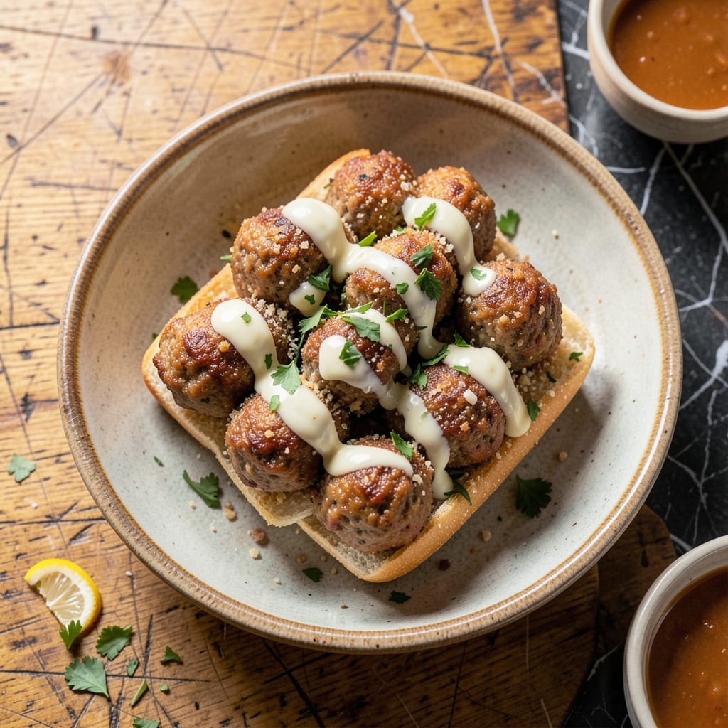 Meatball Sub Recipe Without Tomato Sauce: Creamy Garlic Aioli Drizzle