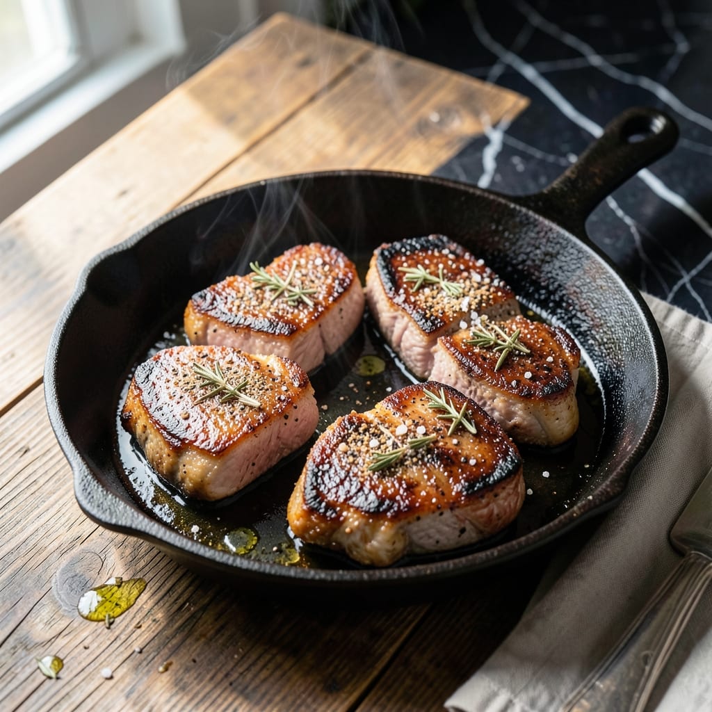 Recipe For Pork Chops In Cast Iron Skillet: Crispy Seared With Juicy Centers