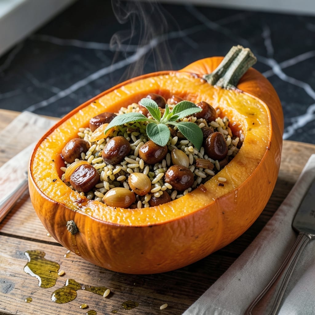 Stuffed Pumpkin Recipe Jamie Oliver: Roasted Autumn Centerpiece With Sage and Chestnuts