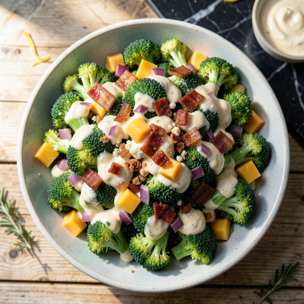 Hutchins Broccoli Salad Recipe: Tangy Mayonnaise and Vinegar Dressing
