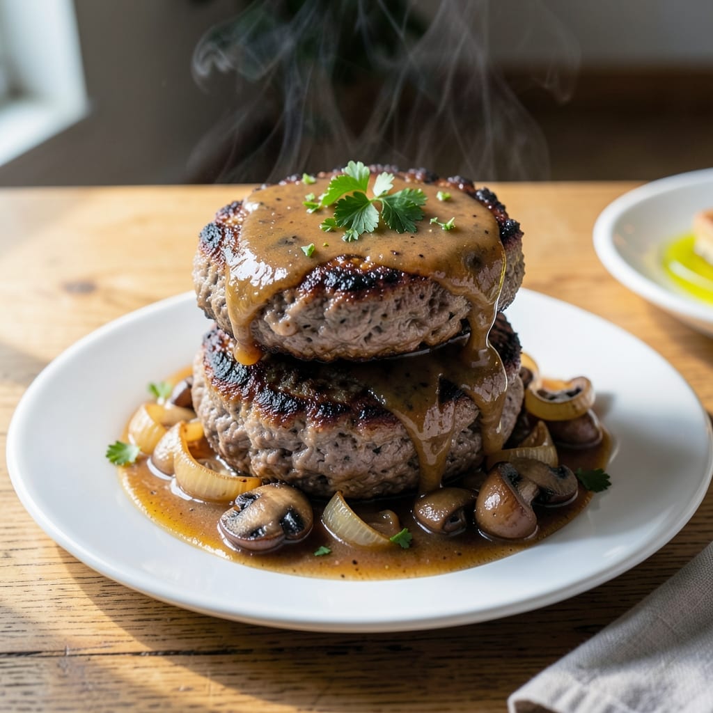 Recipe for Salisbury Steak Using Hamburger Patties: Homestyle Gravy With Tender Beef