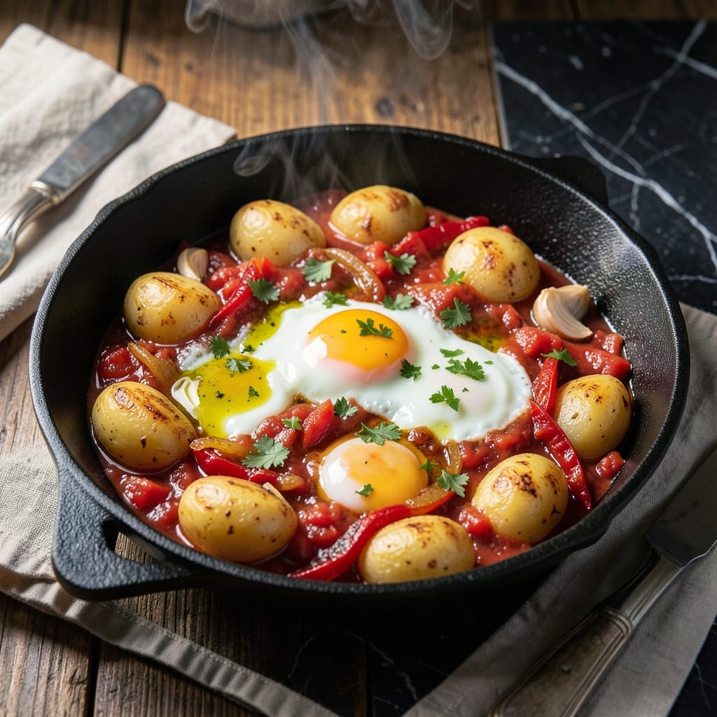 Shakshuka Recipe With Potatoes: Spiced Tomato Sauce With Hearty Bites