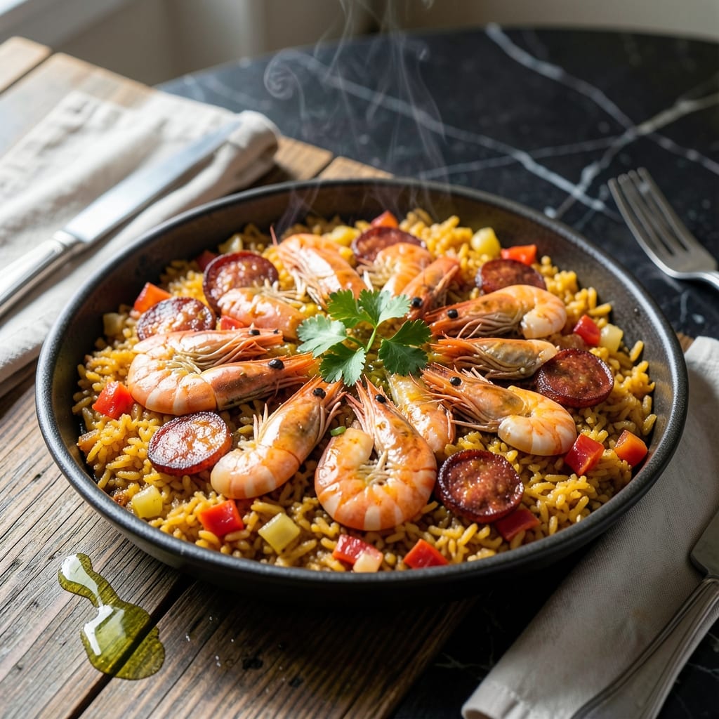 Easy Paella Recipe Shrimp and Sausage: Saffron-Infused One-Pan Feast