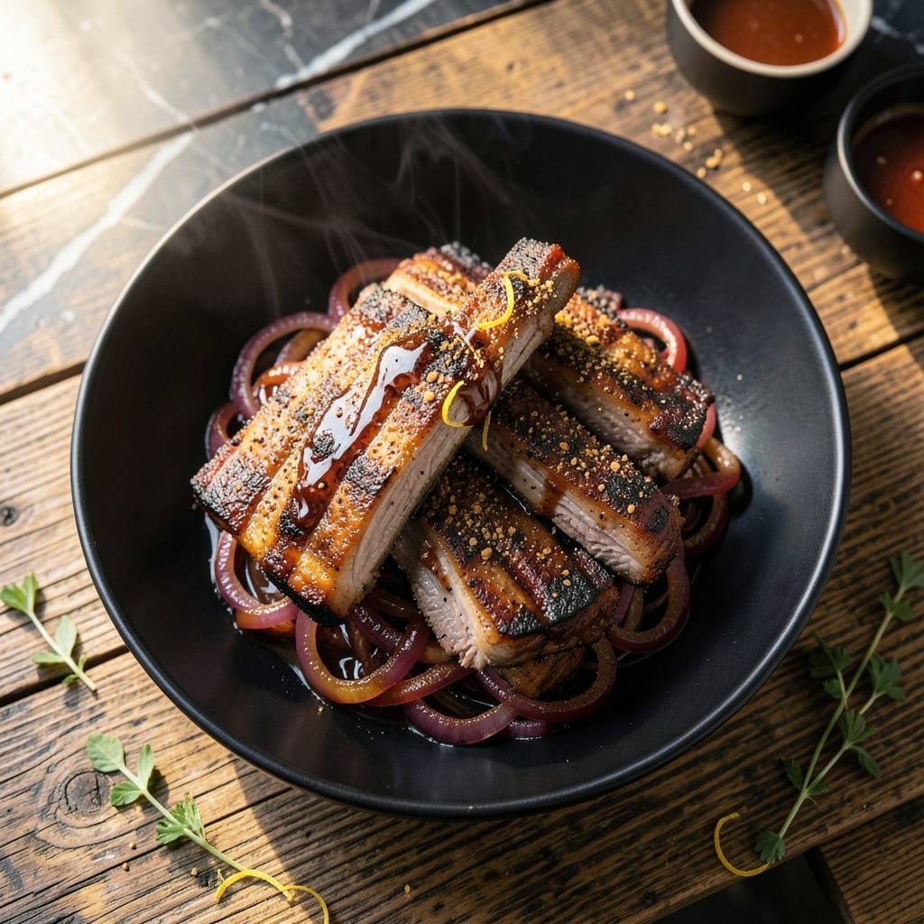 Pork Short Ribs Grill Recipe: Open Flame Caramelized Glaze