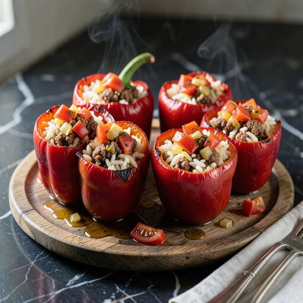 Best Stuffed Bell Pepper Recipe Ever: Cheesy Beef and Rice Fillings