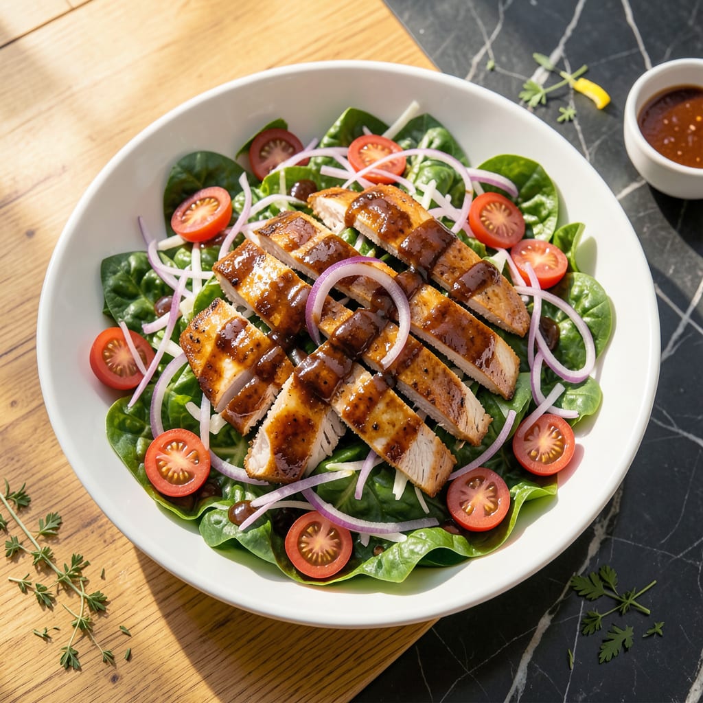 California Pizza Kitchen BBQ Chicken Salad Recipe: Copycat Crunch and Creamy Dressing example with annotations