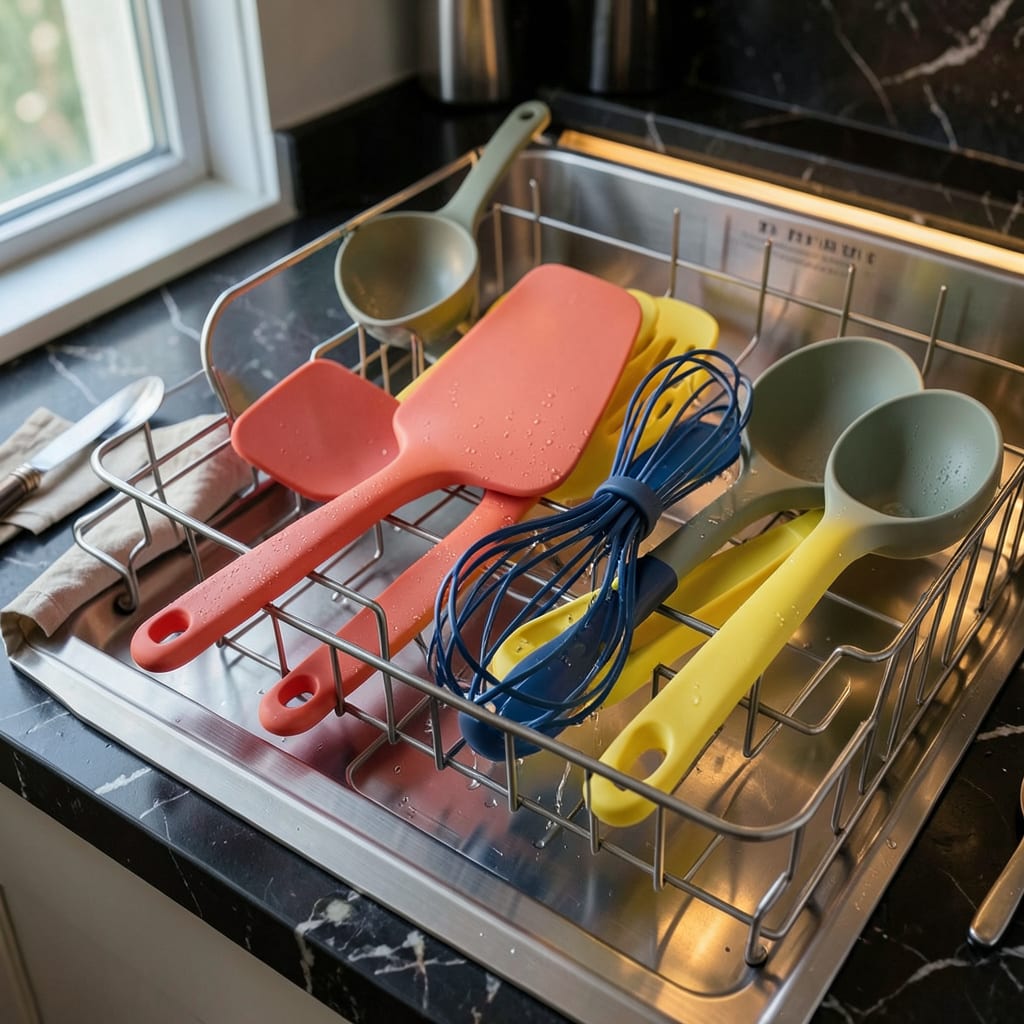 Visual representation of Can Silicone Utensils Go in the Dishwasher: Safe Cleaning Guide