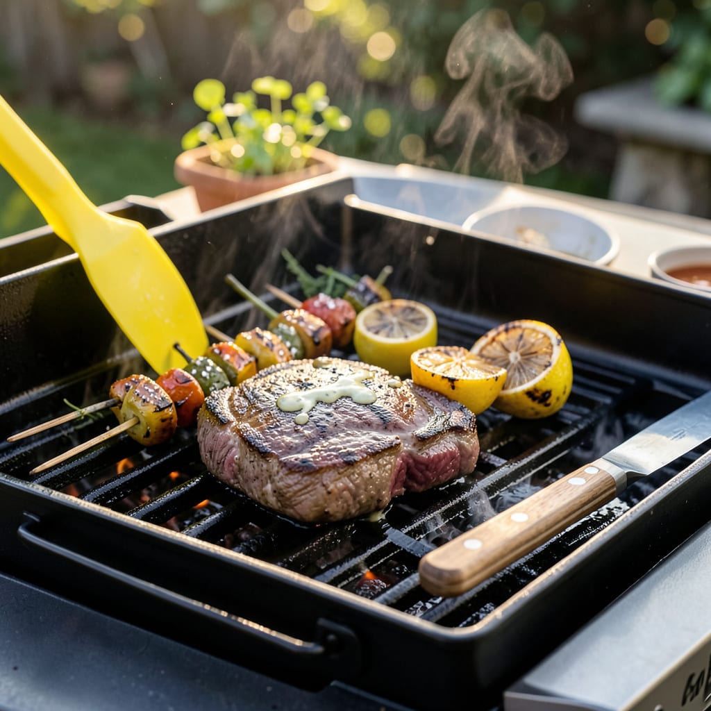 can you use plastic spatula on grill example with annotations