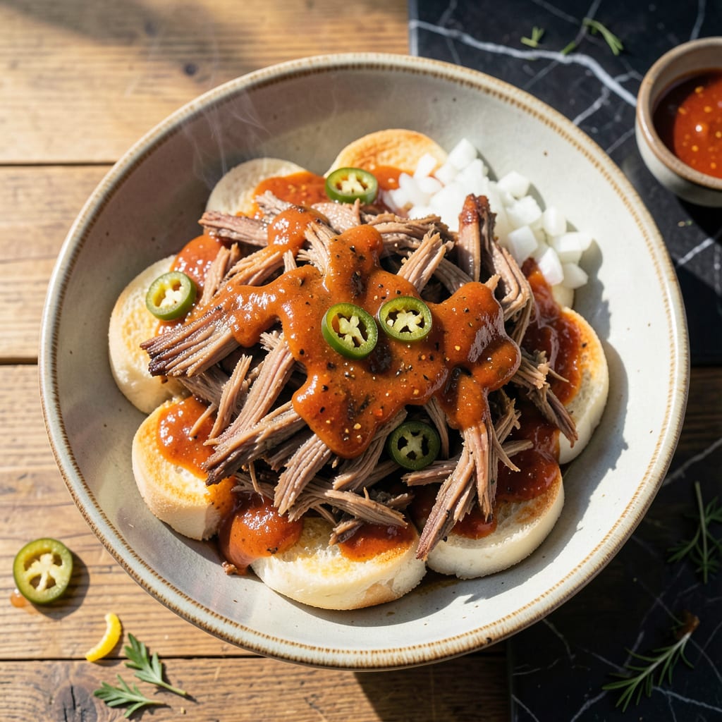 Carolina BBQ Pulled Pork Recipe: Vinegar Spiked Eastern Tradition example with annotations