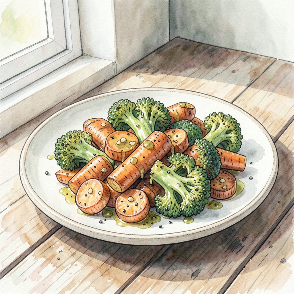 Carrot and Broccoli Recipe: Roasted Veggie Perfection example with annotations