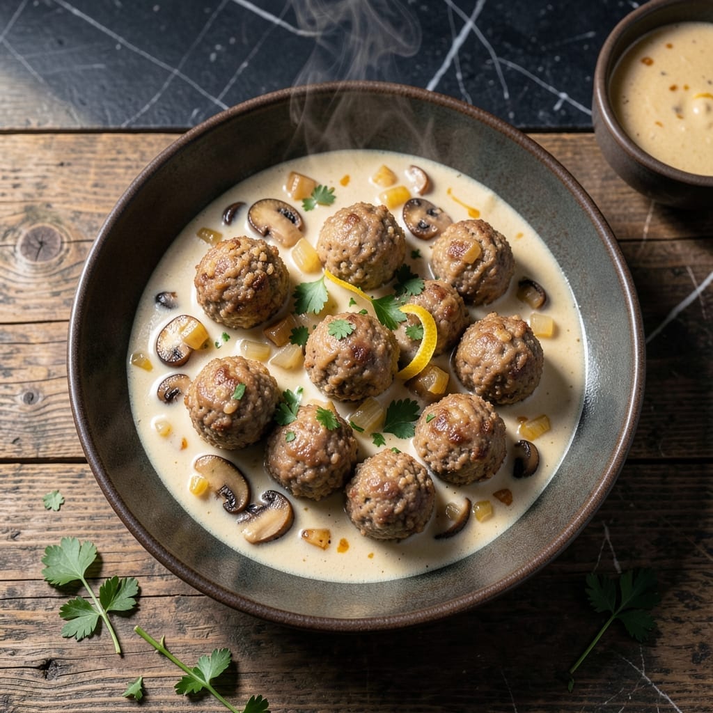 Beef Stroganoff Recipe With Meatballs: Creamy Mushroom Sauce With Tender Bites