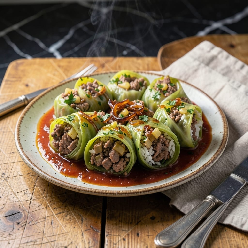 Recipe for Polish Galumpkis: Cabbage Rolls With Hearty Meat Filling