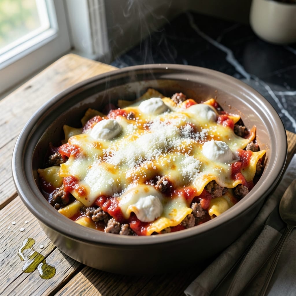 Lasagna Crock Pot Recipe With Ravioli: Layered Cheese and Pasta Simplicity
