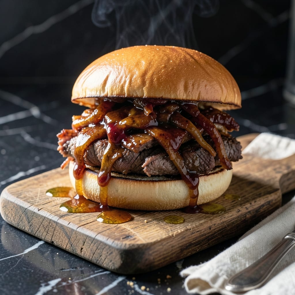 Barbecue Beef on a Bun Recipe: Saucy Pulled Beef with Soft Brioche