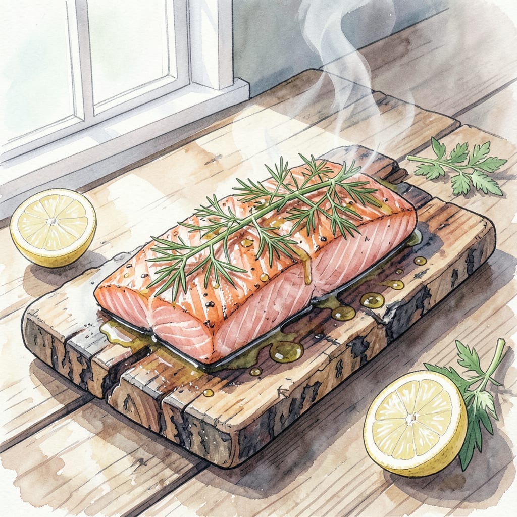 Cedar Plank Salmon BBQ Recipe: Smoky Flavor on the Grill example with annotations