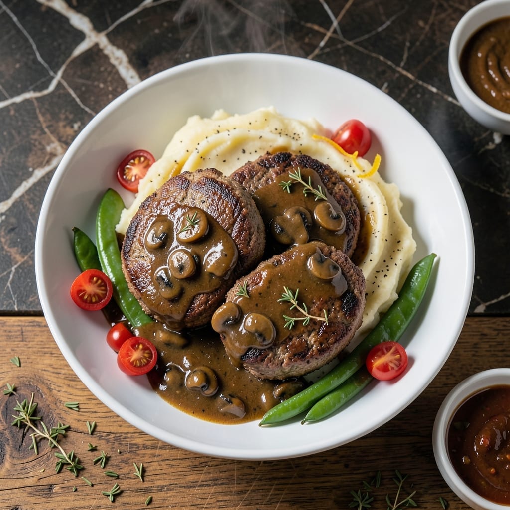 Bobby Flay's Salisbury Steak Recipe With Mushroom Gravy: Tender Patties in Savory Sauce
