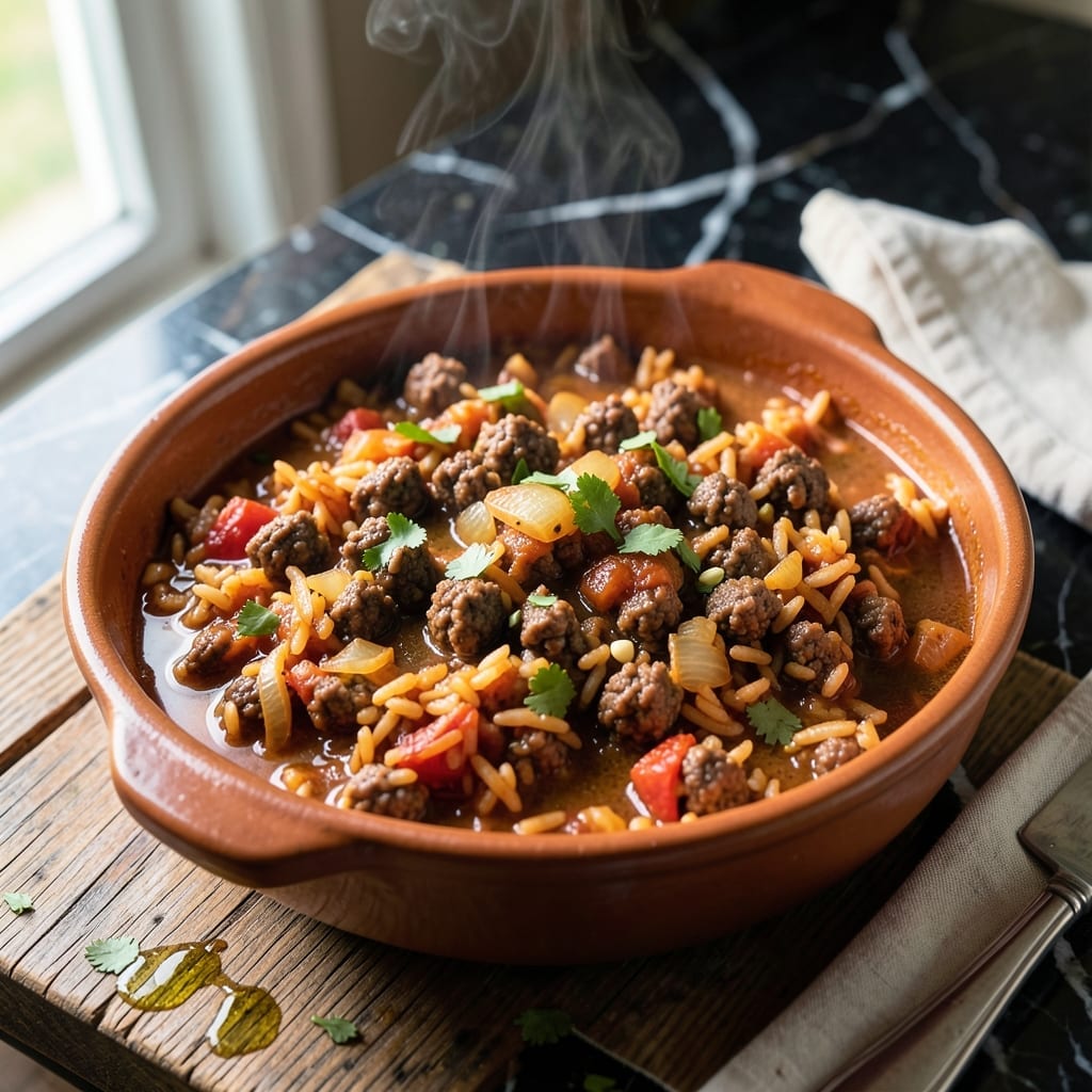 Mexican Rice Recipe With Ground Beef: One-Pot Savory Fiestas