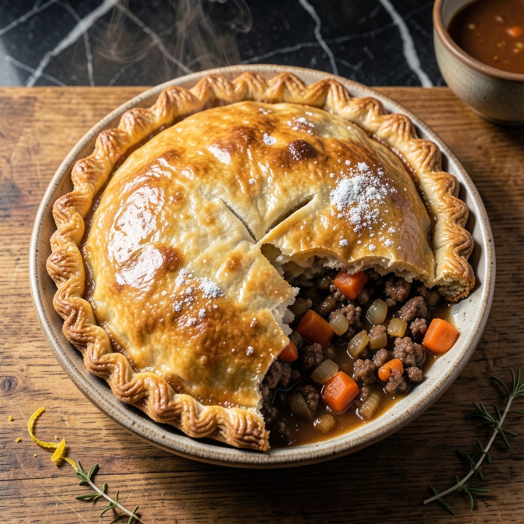 Mince Beef Pie Recipe UK: Flaky Pastry with Rich Gravy Filling