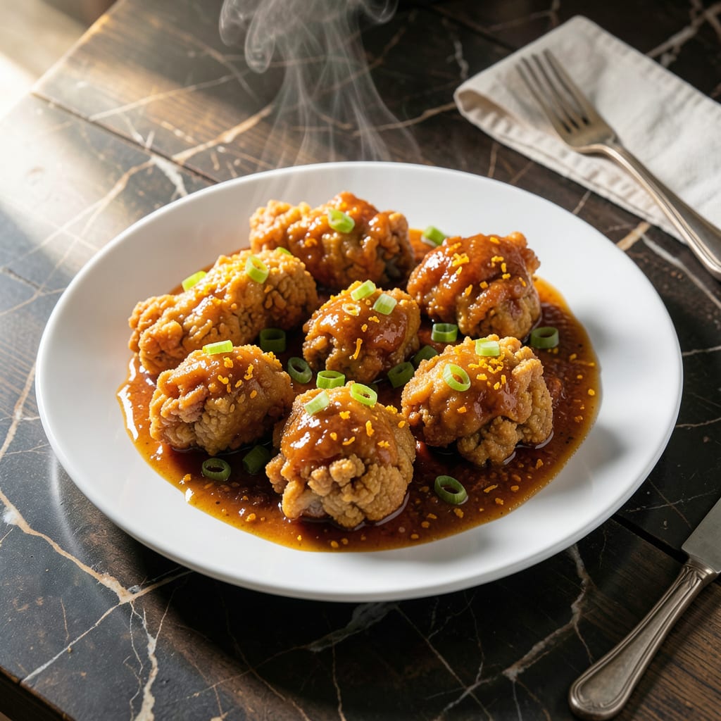 Visual representation of cheesecake factory orange chicken recipe