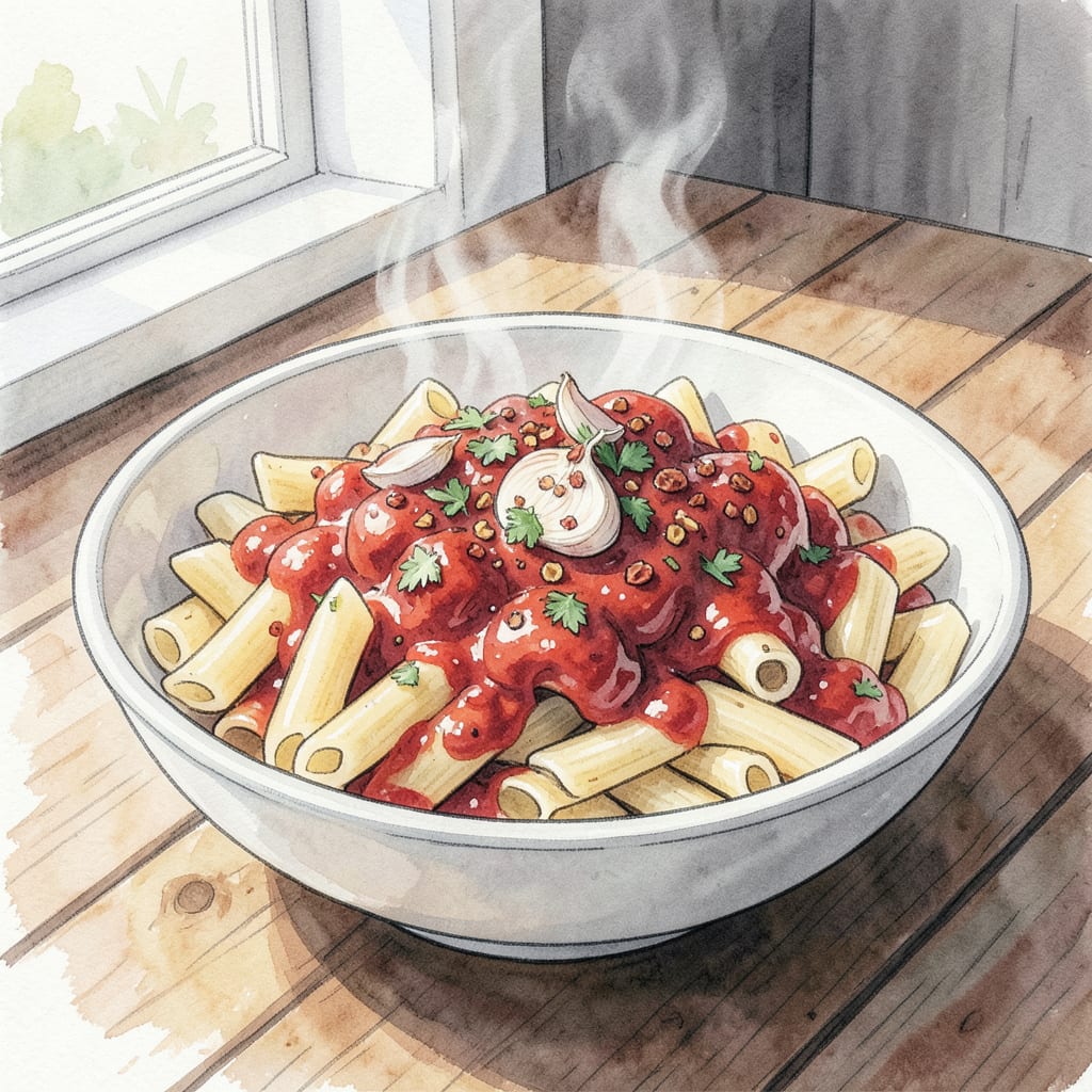 Visual representation of Cheesecake Factory's Spicy Rigatoni Vodka Recipe: Fiery Pasta Perfection in 30 Minutes