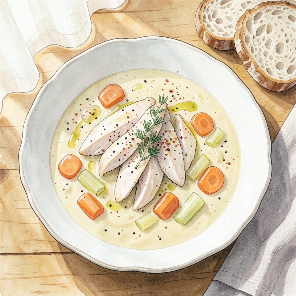 chicken bisque soup recipe example with annotations