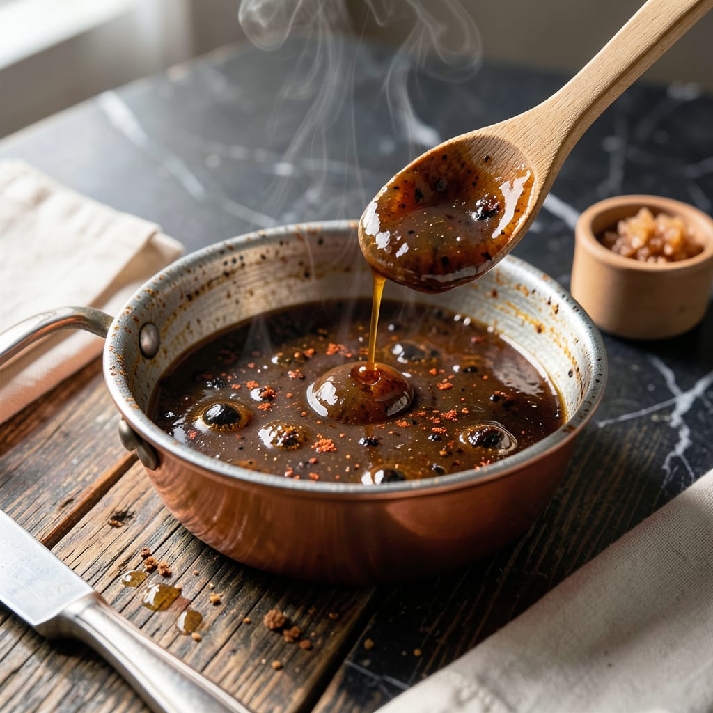 Visual representation of cider vinegar bbq sauce recipe