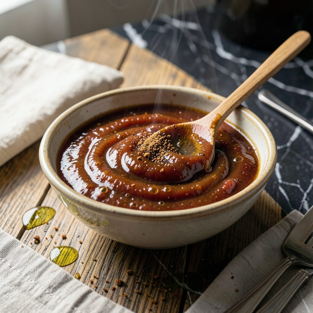 copycat bbq sauce recipe illustration with key details