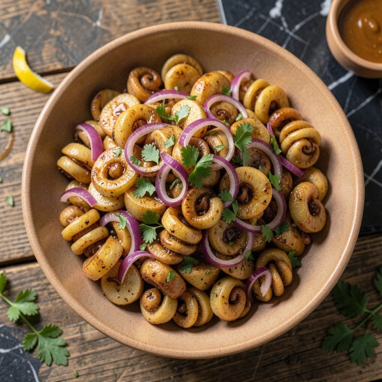 corkscrew bbq potato salad recipe example with annotations