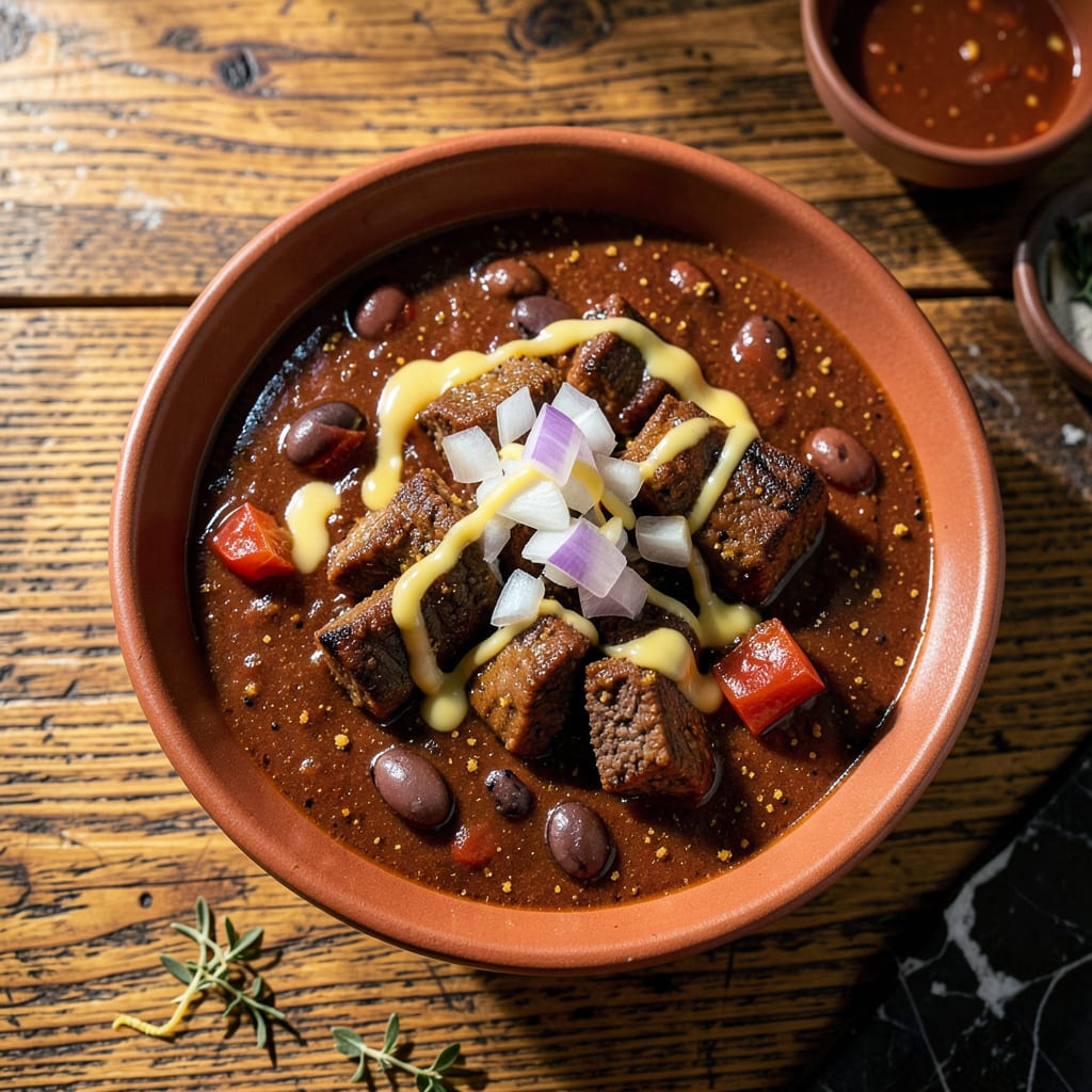 Visual representation of corn meal in chili
