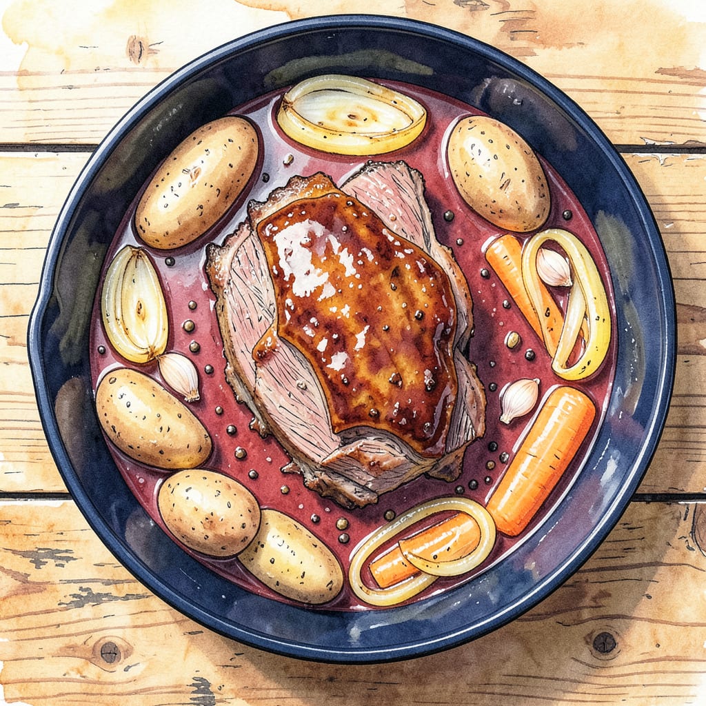 corned beef brisket crock pot recipe example with annotations