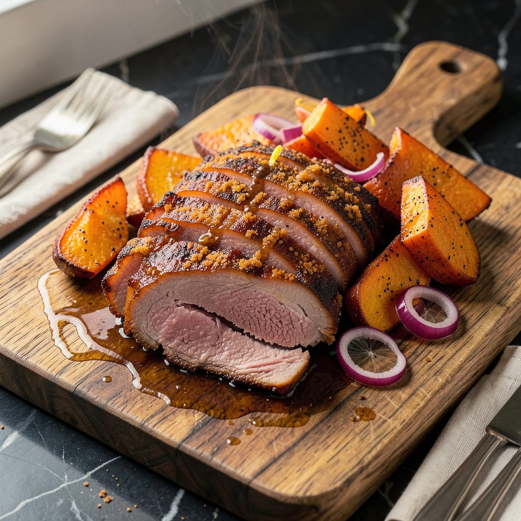 Country Ham in Air Fryer: Crispy Edges and Juicy Slices in Minutes illustration with key details
