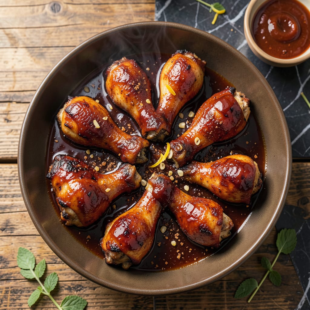 Crockpot BBQ Chicken Drumsticks Recipe: Set It And Forget It Smoky Sweetness illustration with key details