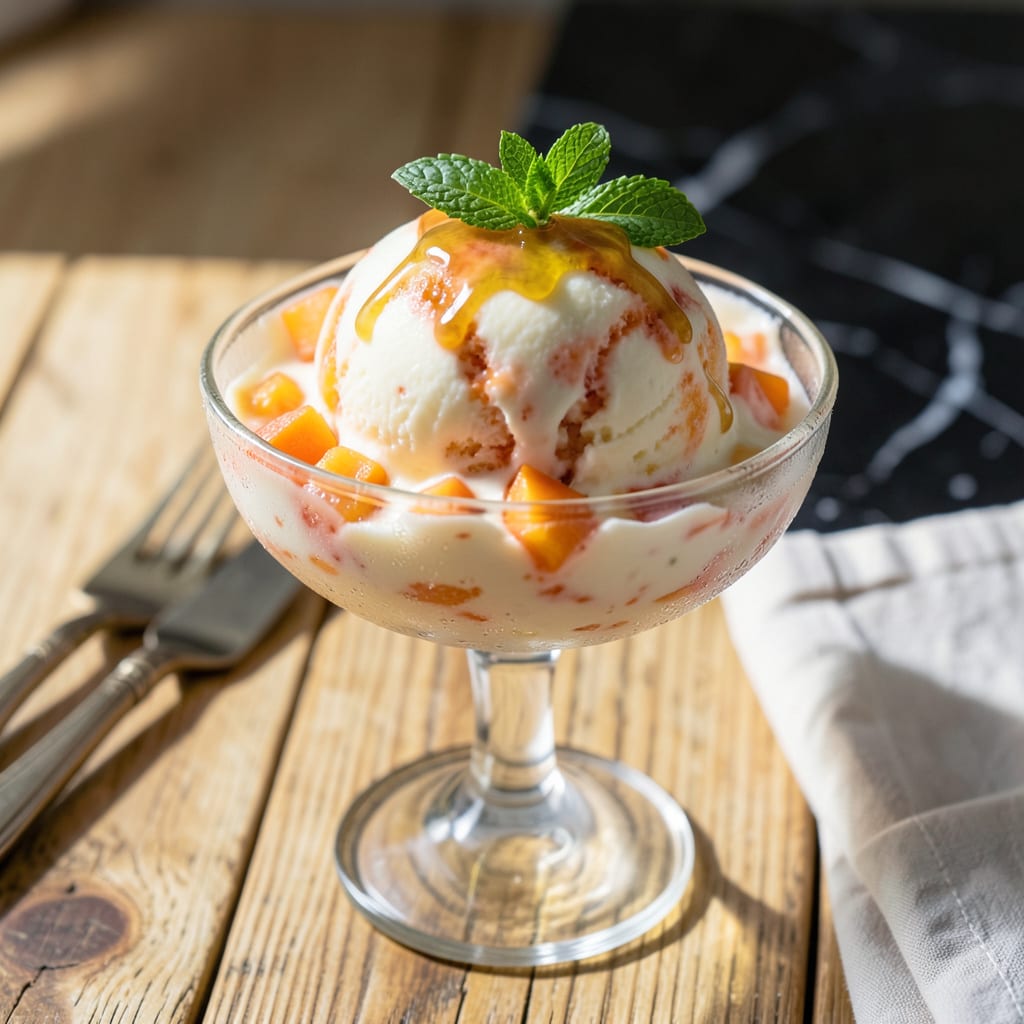 Cuisinart Peach Ice Cream Recipe: Velvety Smooth Summer Treat illustration with key details