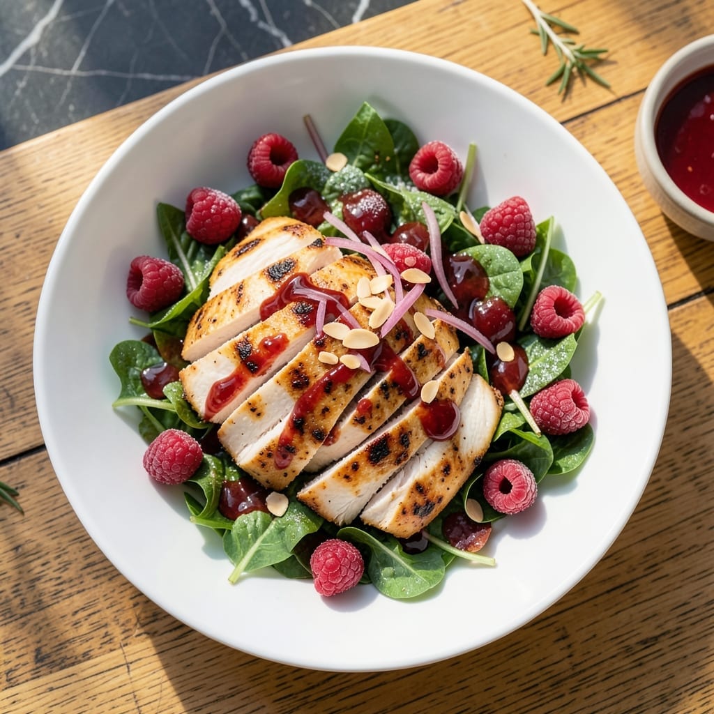 Grilled Chicken Salad With Raspberry Vinaigrette Recipe: Sweet-Tart Dressing Over Fresh Greens