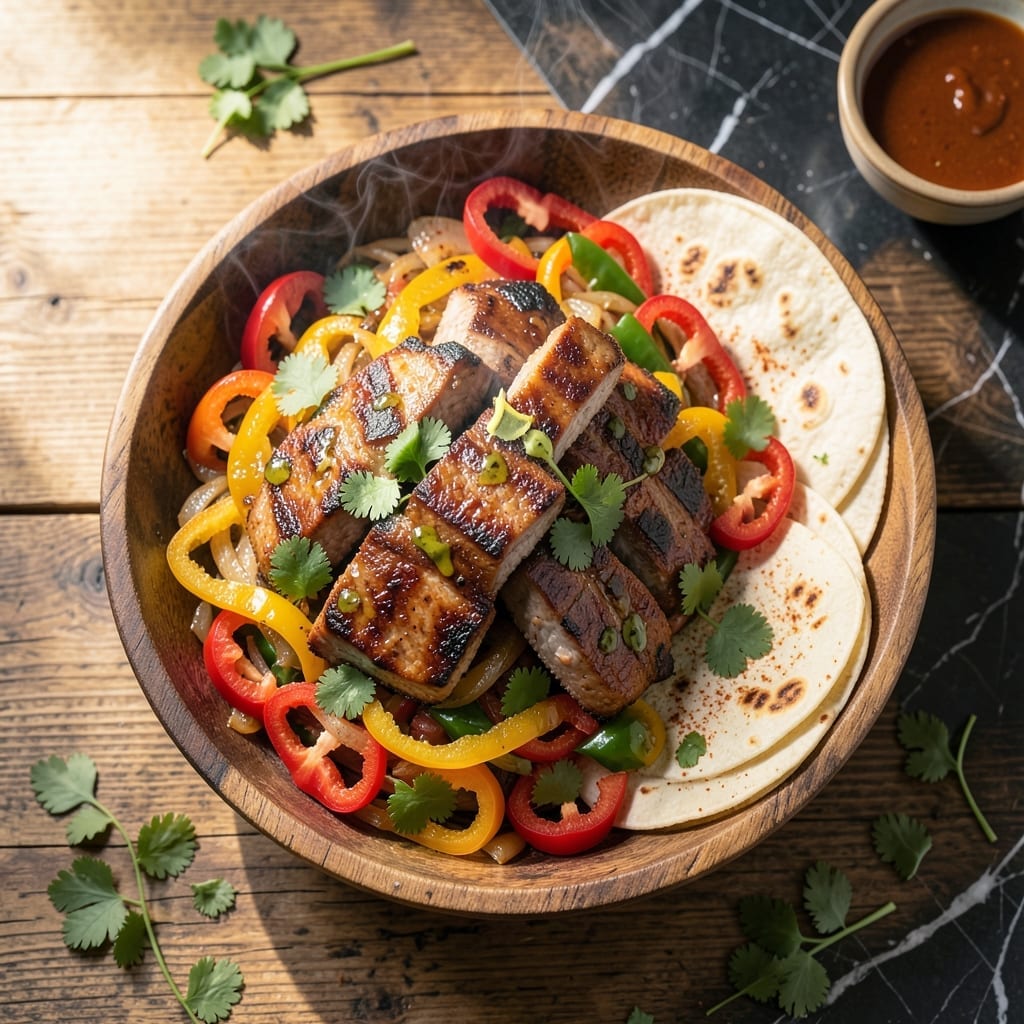Recipe for Pork Fajitas: Sizzling Skillet Feast with Peppers and Onions