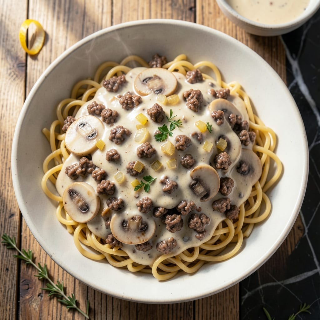 Ground Beef Stroganoff Recipe With Cream Of Mushroom Soup: One-Pot Comfort with Rich Mushroom Depth