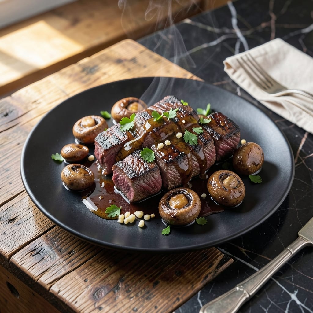 Longhorn Steak Tips Recipe: Garlic Butter Bites With Mushrooms