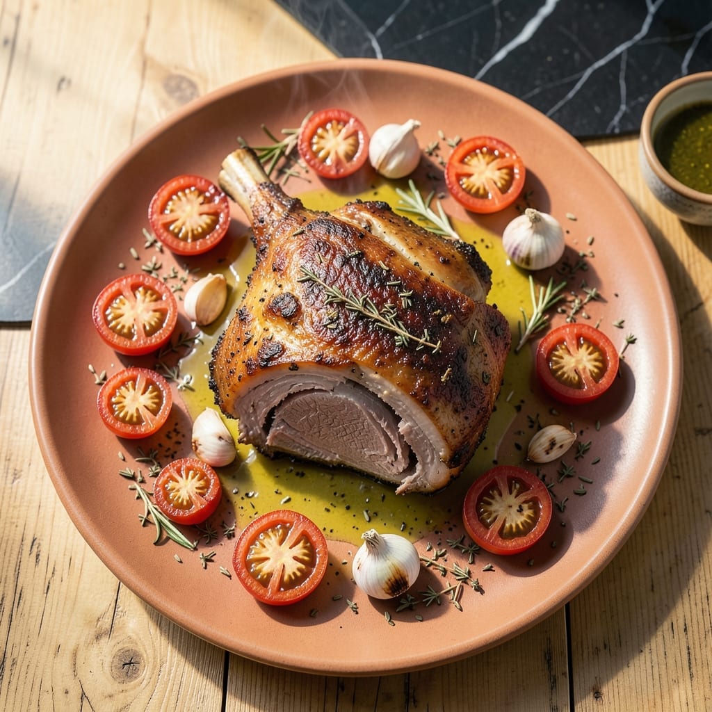 Greek Leg of Lamb Recipe With Tomatoes: Mediterranean Herb-Infused Slow-Roasted Delight
